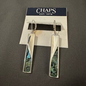 NWT Chaps Woman’s Silvertone Bar Drop Leverback Earrings